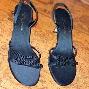 👠Nina shoes Luster Black Wedding/ Evening Heels